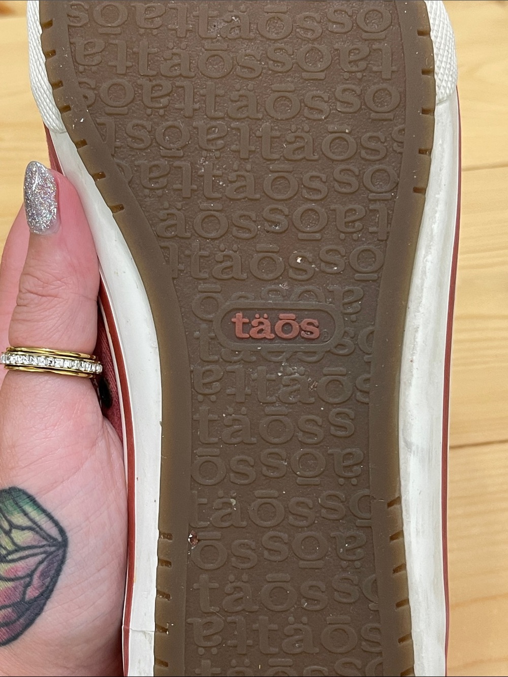 Taos Footwear Moc Star Canvas Sneakers Bruschetta Distressed Red Pink Size 9.5 - Picture 8 of 15